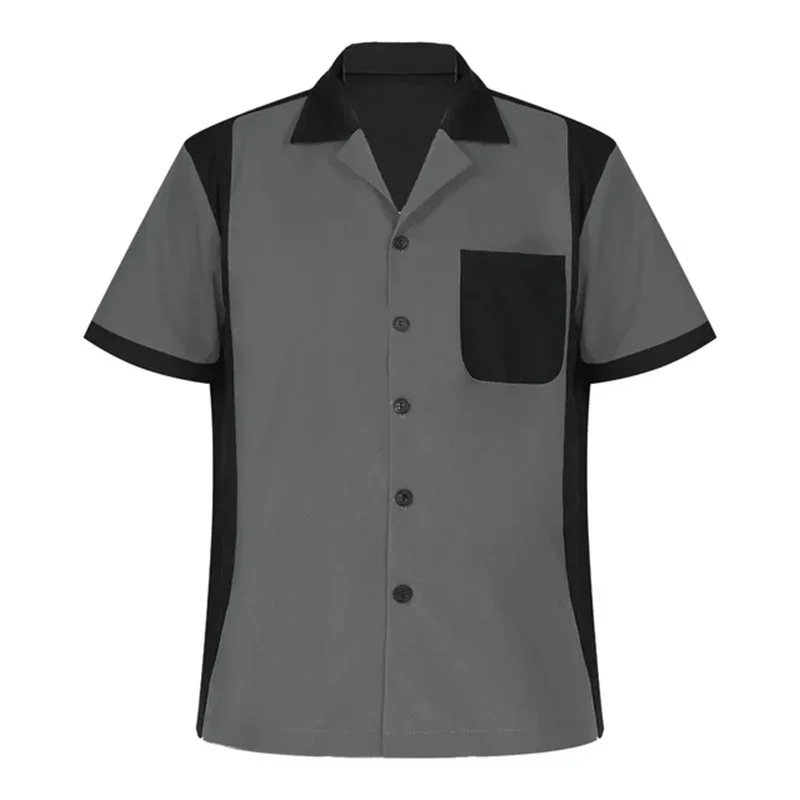 Men's Bowling Shirt Summer Retro Short Sleeve Button Casual Multi Color Striped Notched Collar Shirt