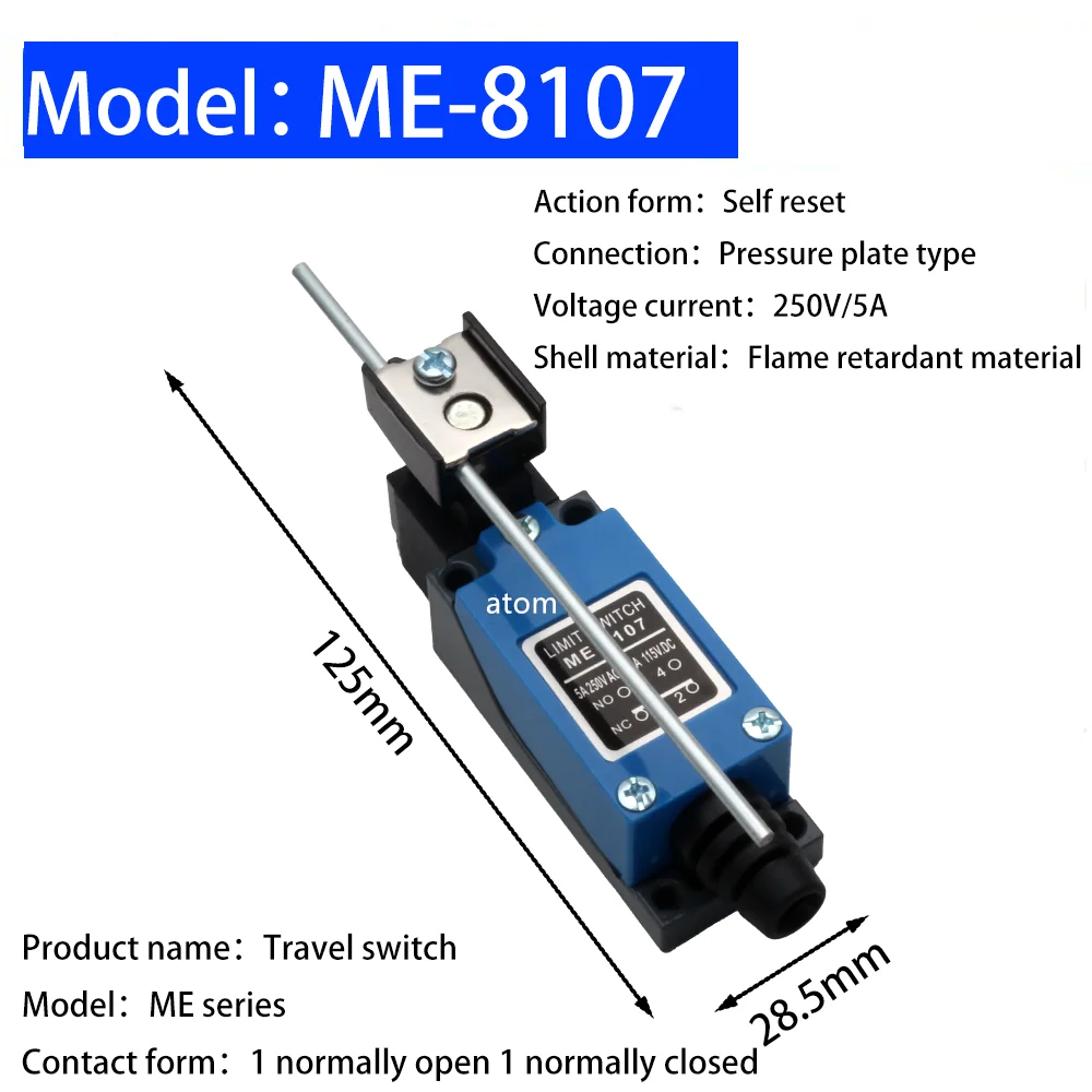 Interruttore Finecorsa ME-8108 - A Leva Regolabile - 4 Pezzi - Per Macchinari Industriali - Foto 2