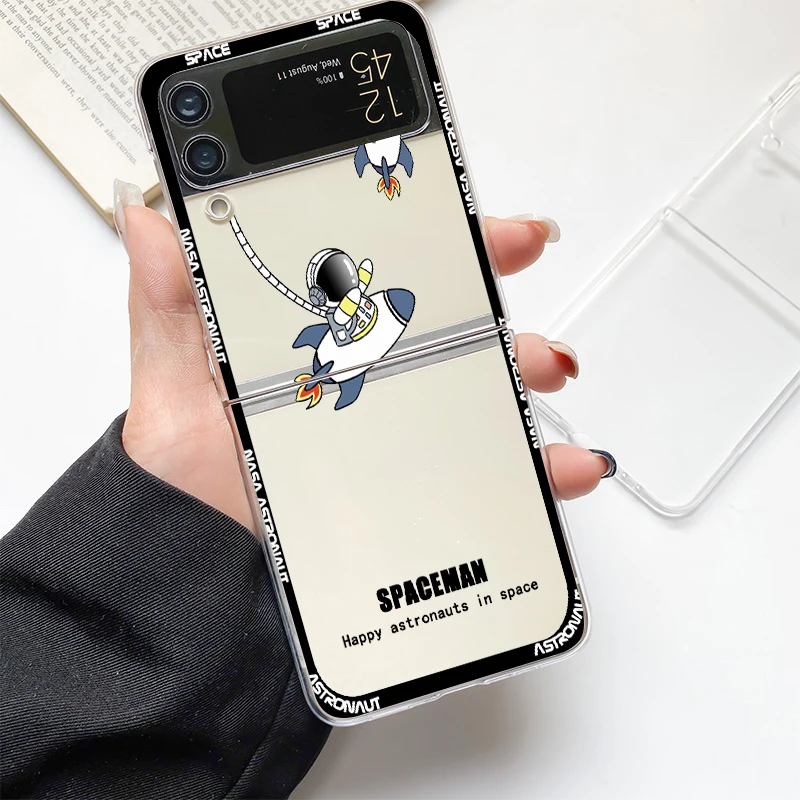 Astronaut Cartoon Hard PC Handy hülle für Samsung Galaxy Z Flip 5 4 3 transparente Abdeckung für Galaxy Z Flip 6 faltbar stoßfest – Detail 1