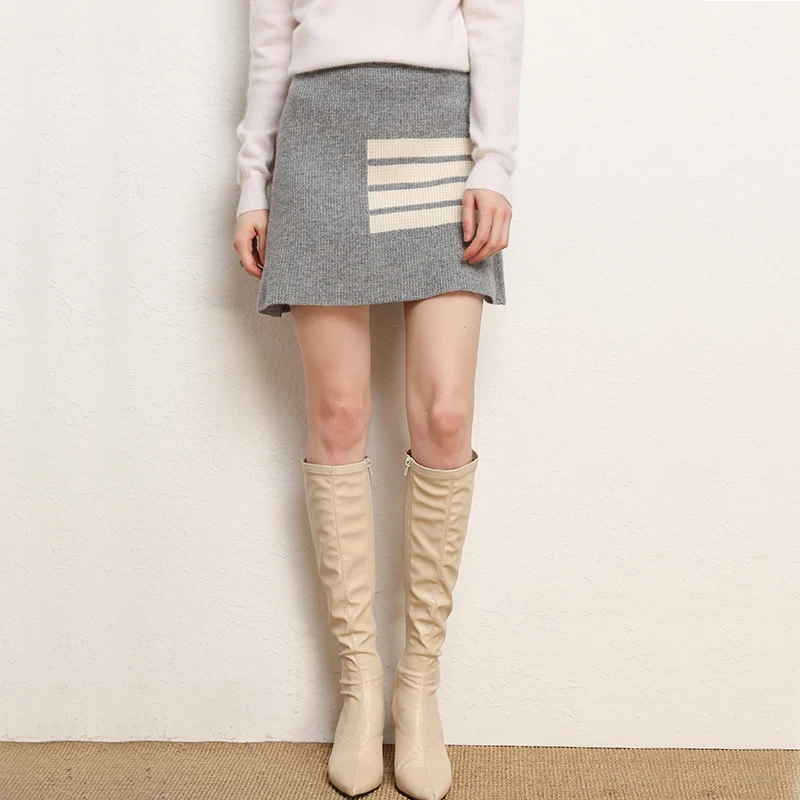 

Cashmere Mini Skirt Women Autumn/Winter New 100% Pure Wool A-Line Skirt Casual Fashion Fit Warm High Waist Dress