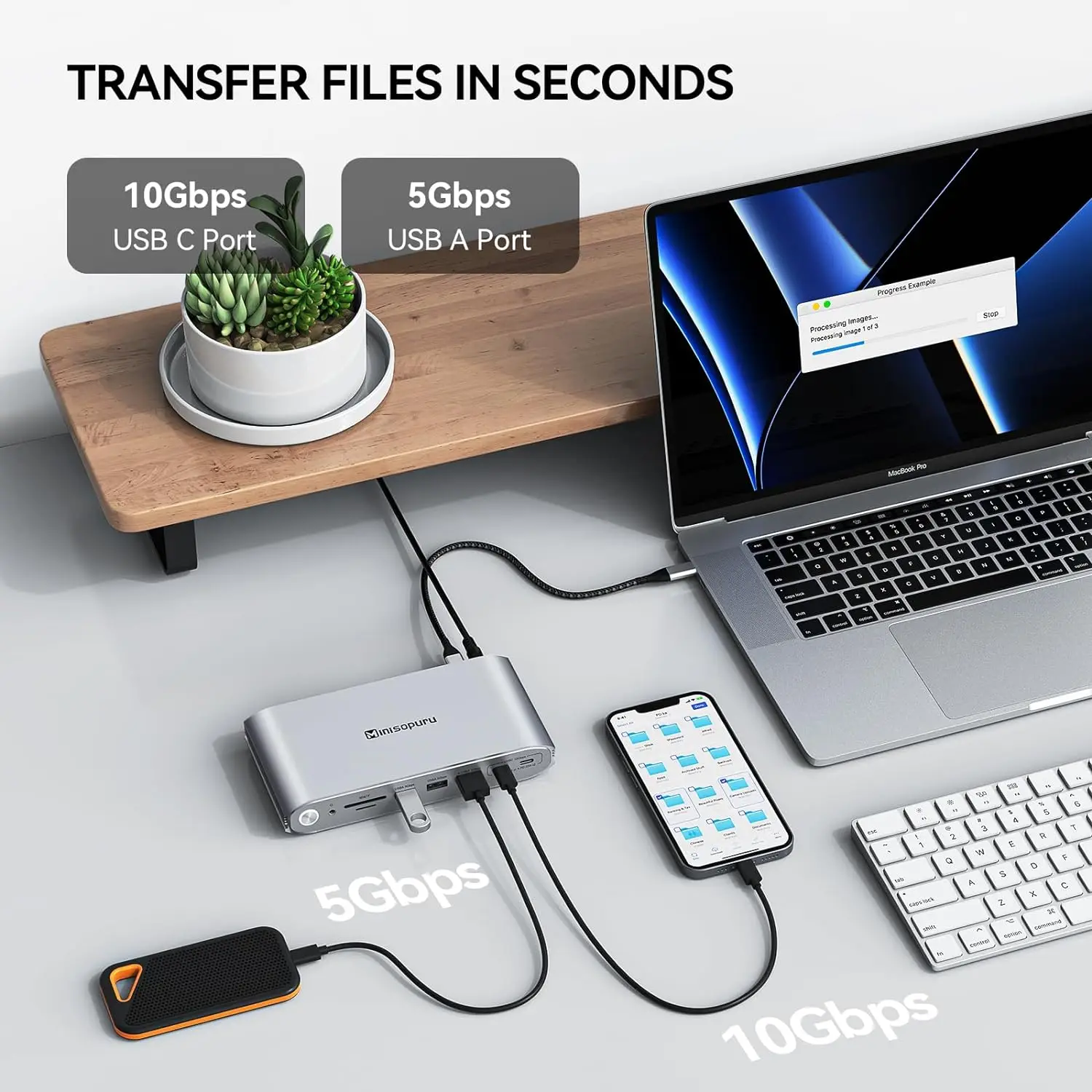 Minisopuru Triple Monitor Docking Station with 140W Adapter
