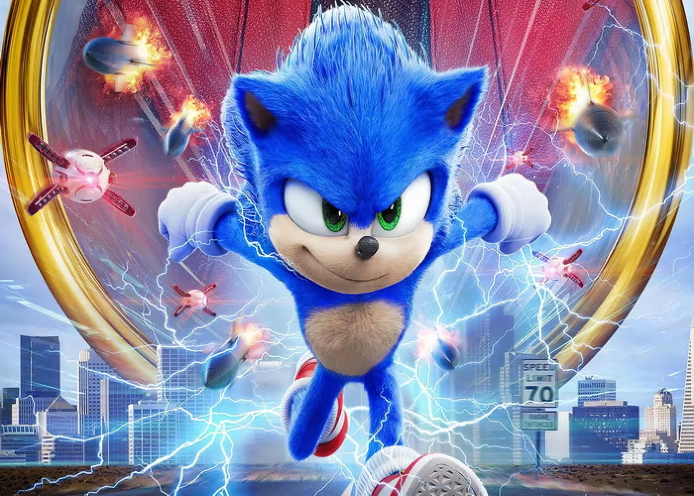 thumbnail image 1 of Fondo de decoración para fiesta de cumpleaños con temática de dibujos animados de Sonic azul, suministros para fotografía de recuerdos de fiesta de cumpleaños de bebé niño, 1 of 5