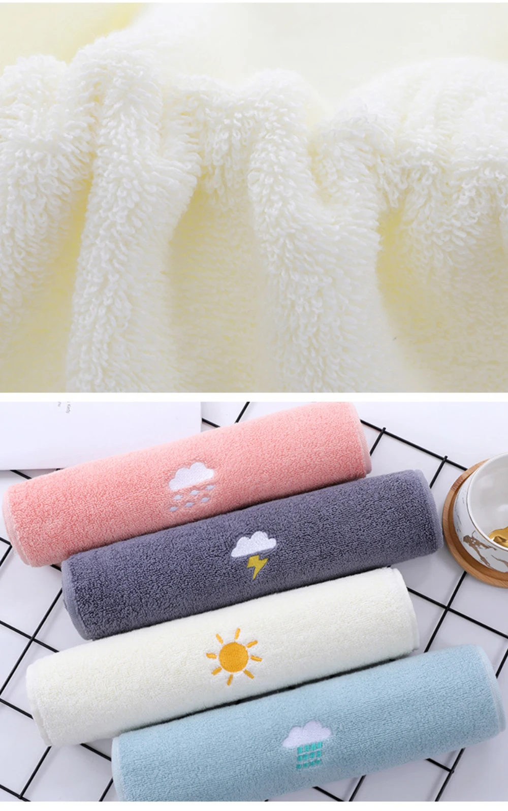 Embroidery Cotton Towels Bath Sheet Face Towel Hand Cloth Solid Color 33*73cm 
