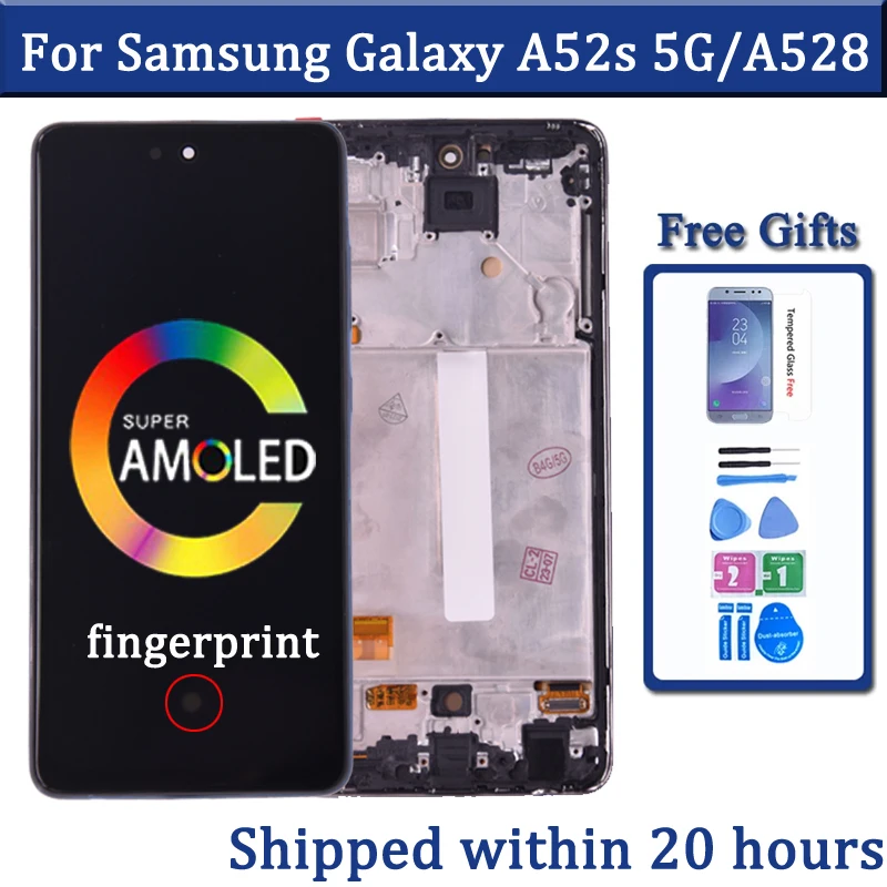 Lcd Super Amoled Da 6.5 "Per Samsung A52S A528 Display Touch Screen Digitizer Lcd Per Samsung A52S 5G Lcd Parte Di Ricambio