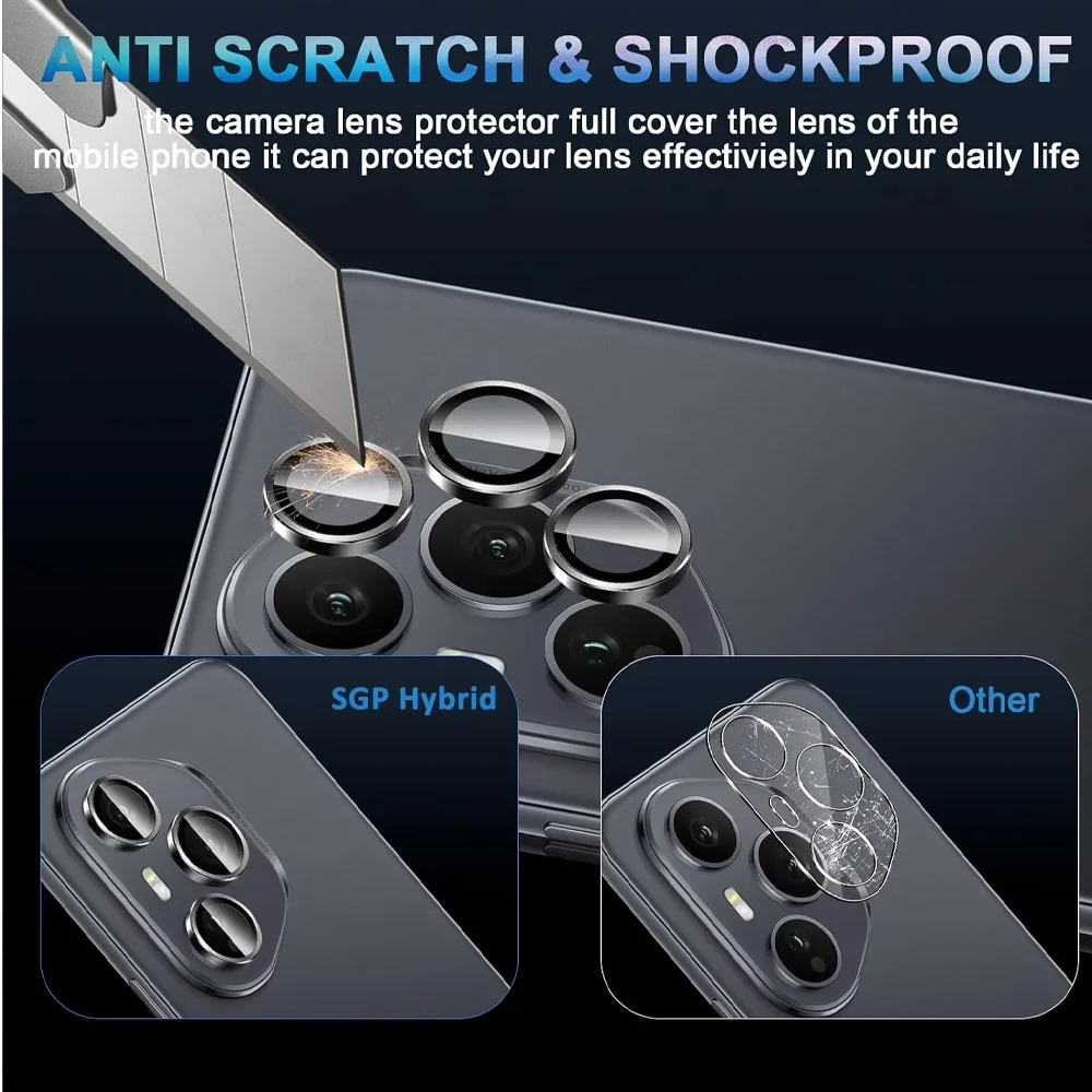 Premium 3D Metal Camera Lens Protector with Glass Finish