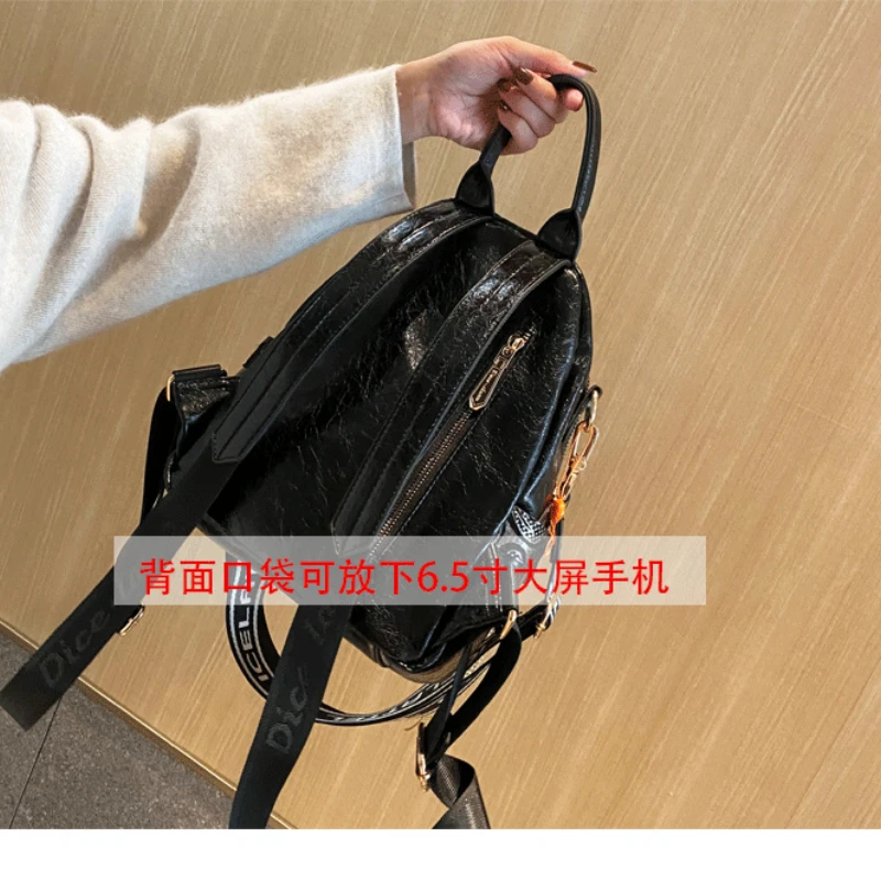 New Women\'s Backpack Real Leather Trendy Backpack for Women Shoulder Bag Fancy Frills Female Sac A Dos
