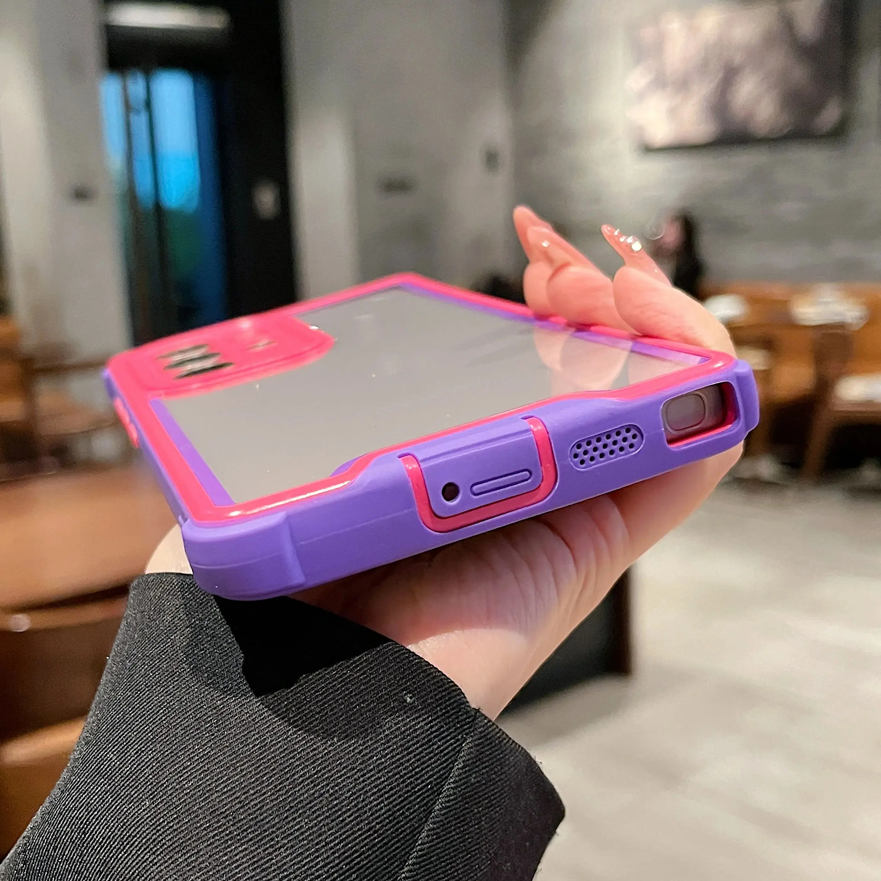 Airbag Shockproof Hybrid Protection Armor Case - Transparent Hard Cover with Bumper