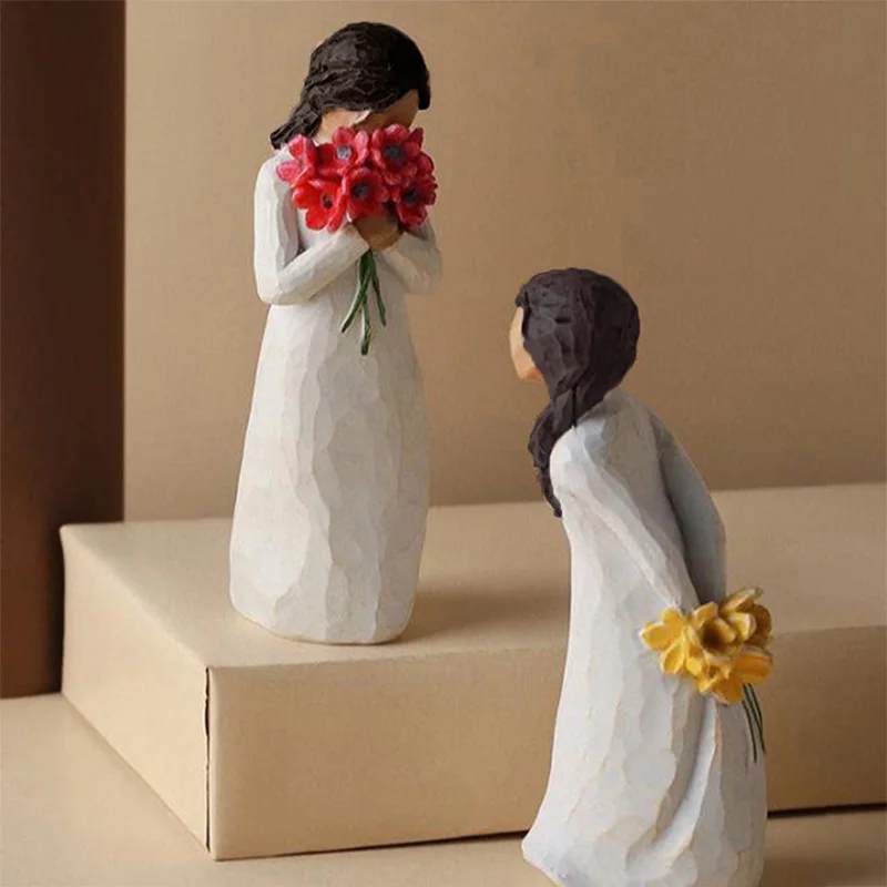 28 Arten Cherub Mädchen mit Blumen statue Skulptur entzückende Miniatur Handwerk Harz Desktop Ornament Figuren Freund Familie Geschenk