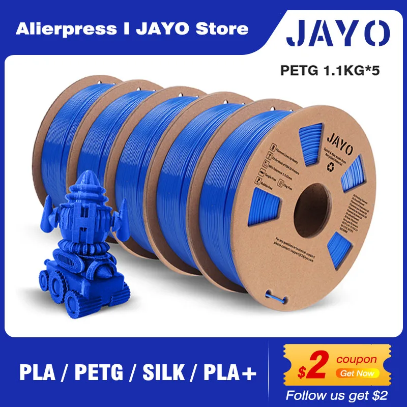 JAYO ABS/PLA META/PETG/SILK/TPU/Wood/ Rainbow/Marble 3D Printer Filament 1.75mm 5 Roll 3D Printing Materials for 3D Printer jayo petg pla matte plus silk marble wood 3d printer filament 2roll 1 75mm filament environmental material for 3d pen