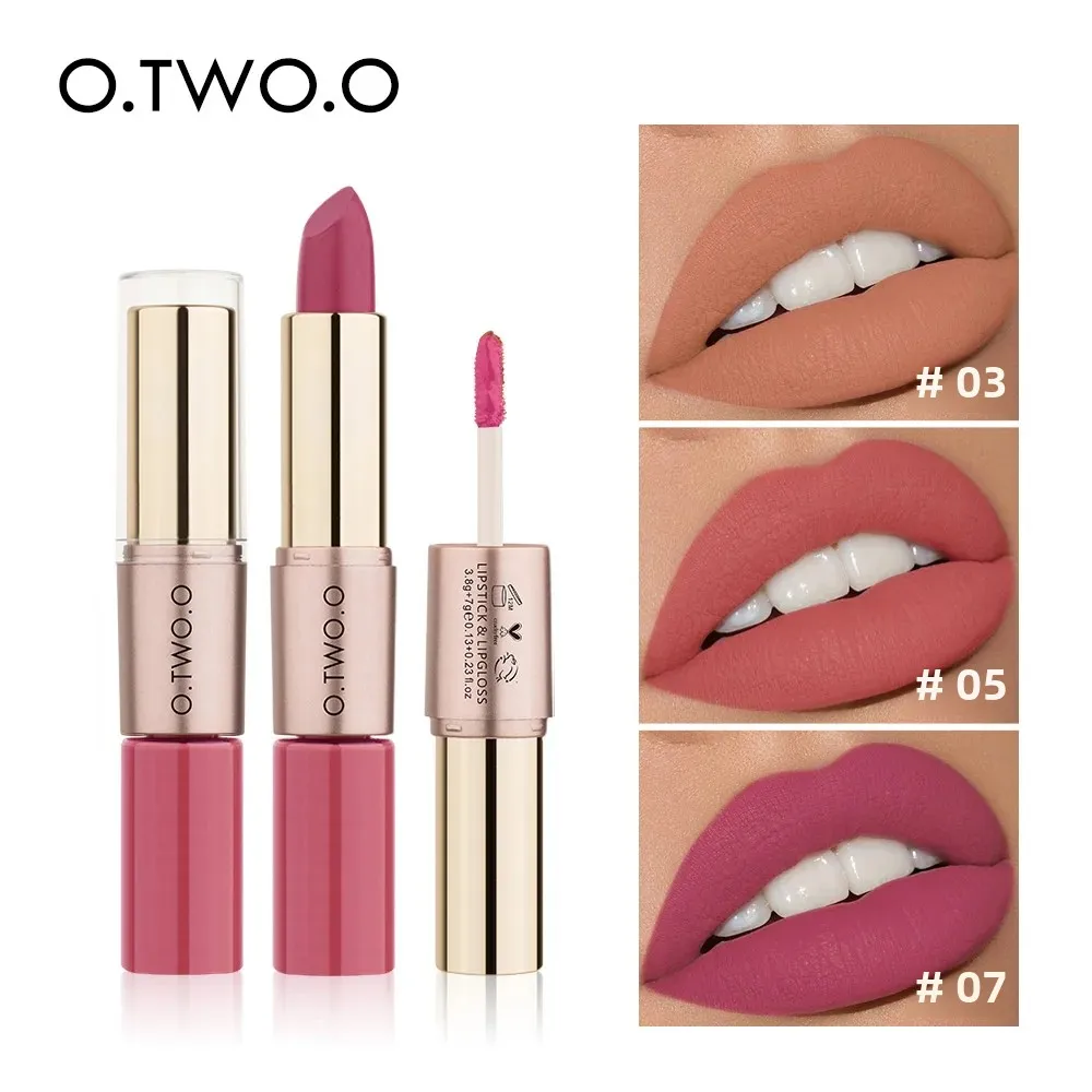 Wasserfester 2-in-1-Lippenstift und Lipgloss in 12 Farben – langanhaltendes Make-up – Rouge Lips Stick Batom Mate_voghion.com