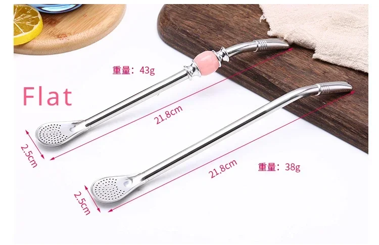 Description Picture 4 of itemStainless Steel Straws Yerba Mate Tea Bombilla Gourd Reusable Drinking Straws Filtered Spoon Straw Mate Drink Bar Accessories