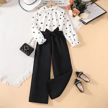 Children's Clothes Spring Love Printed Long Sleeve Little Girl Clothes Kids Korean Style Suit Layettes For Newborns 2