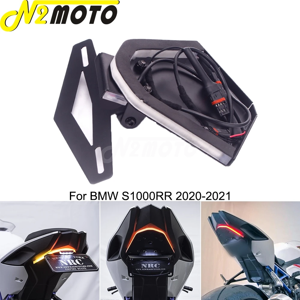

Motorcycle Steel Complete Tail Tidy Fender Eliminator Kit w/ LED Turn Signal License Plate Light Taillight For BMW S1000RR 20-21
