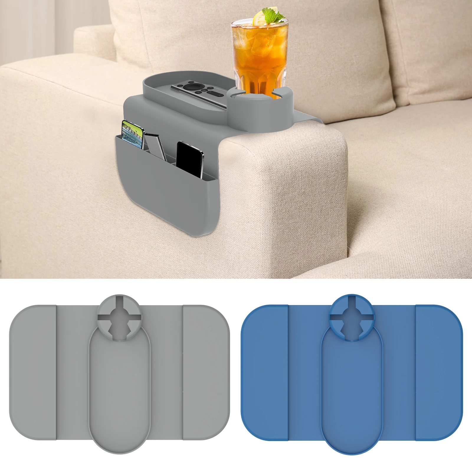 Silicone couch Cup Holder Sofa Armrest Tray Anti-Slip Sofa Coaster