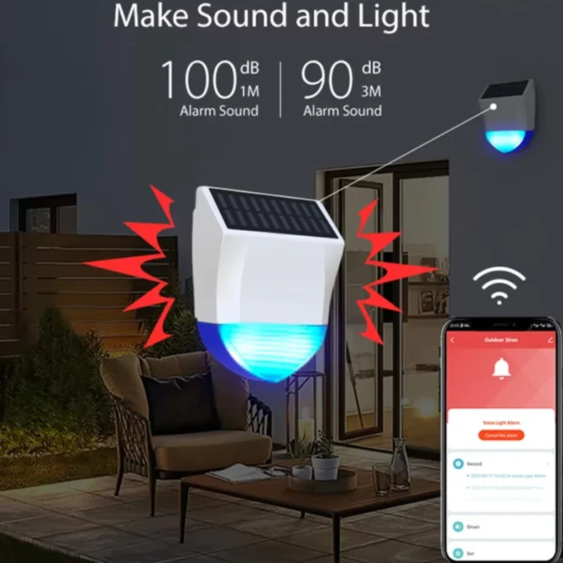 Siren Alarm Solar Siren Alarm Tuya Smart Zigbee/Wifi Outdoor Waterproof Solar/USB Power Supply 95dB Loud Remote Control IPXS Waterproof