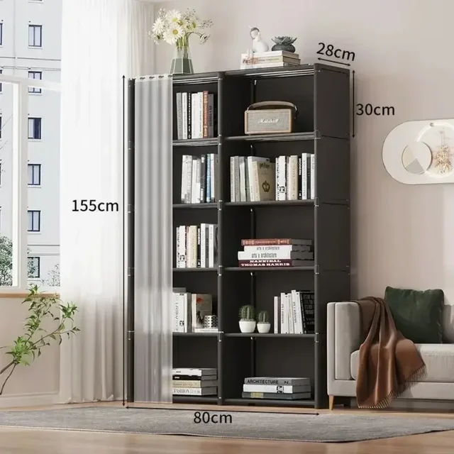 6/5 Layers Dustproof Wardrobe High Capacity Partition Bookshelf Bedroom Open Simple Assembly Storage Cabinet Bedroom Furniture 6
