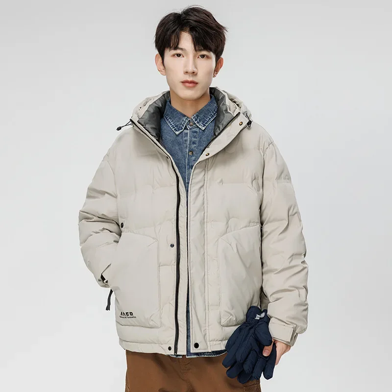 Winter hooded down jacket for men's autumn and winter new loose fitting casual harbor trend brand sports warm top coat