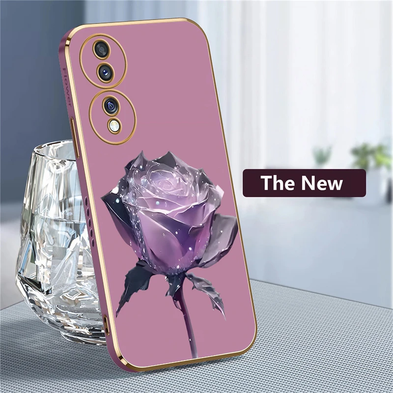 Luxury Plating Silicone Flower Shockproof Phone Case Cover