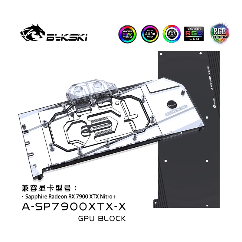 Bykski Gpu Block Scheda Grafica Raffreddamento Ad Acqua Cooler Full Cover Backplate Per Sapphire Radeon Rx 7900 Xtx Nitro + A-Sp7900Xtx-X