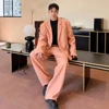 SILIWEYA Men's Suits Woolen Single Breasted Lapel Blazers Straight Wide Leg Casual Pants Trend Autumn Winter Two Pieces Set 3