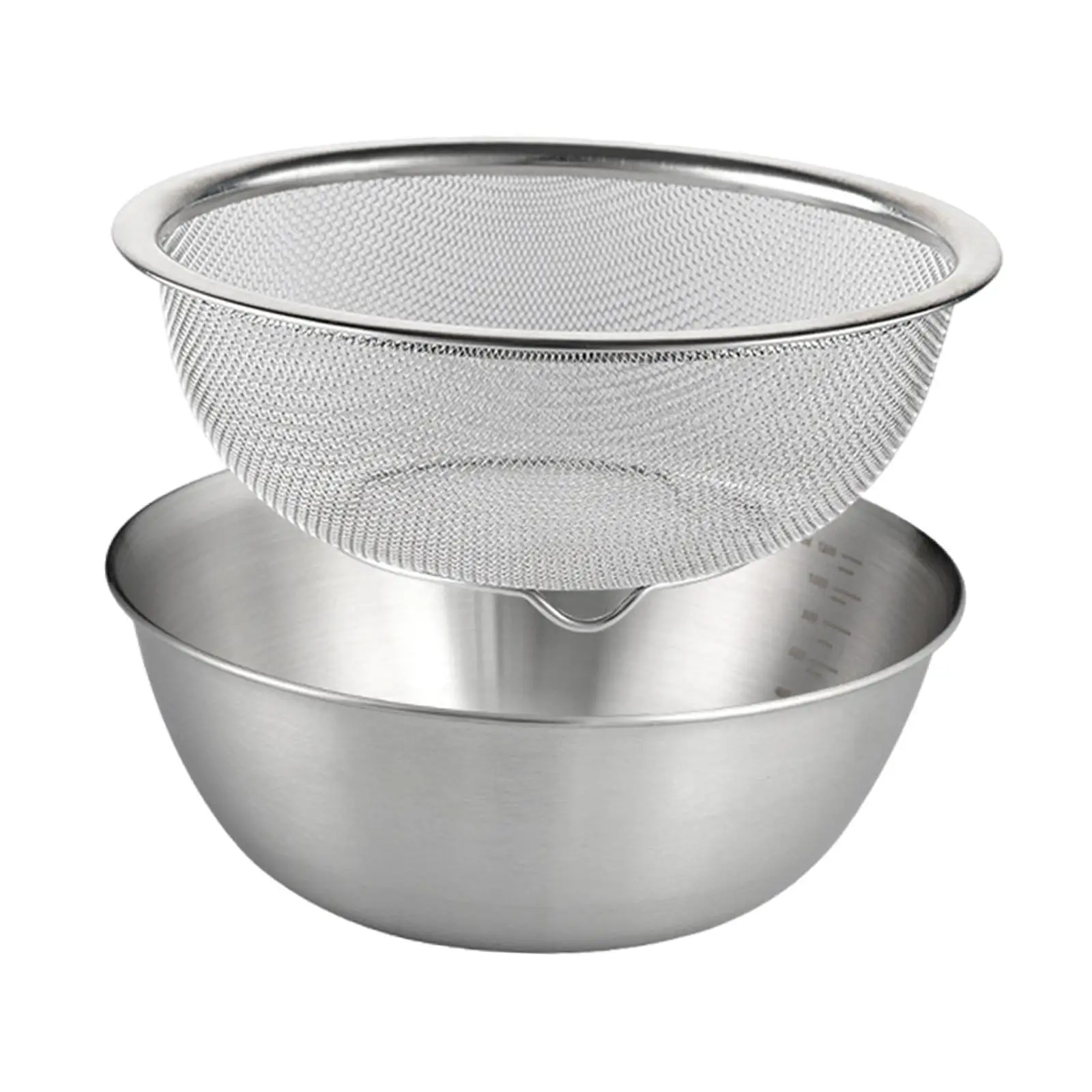 304 Stainless Steel Microporous Colander with Mixing Bowl for Washing Vegetables, Fruit and Rice and for Draining Cooked Pasta