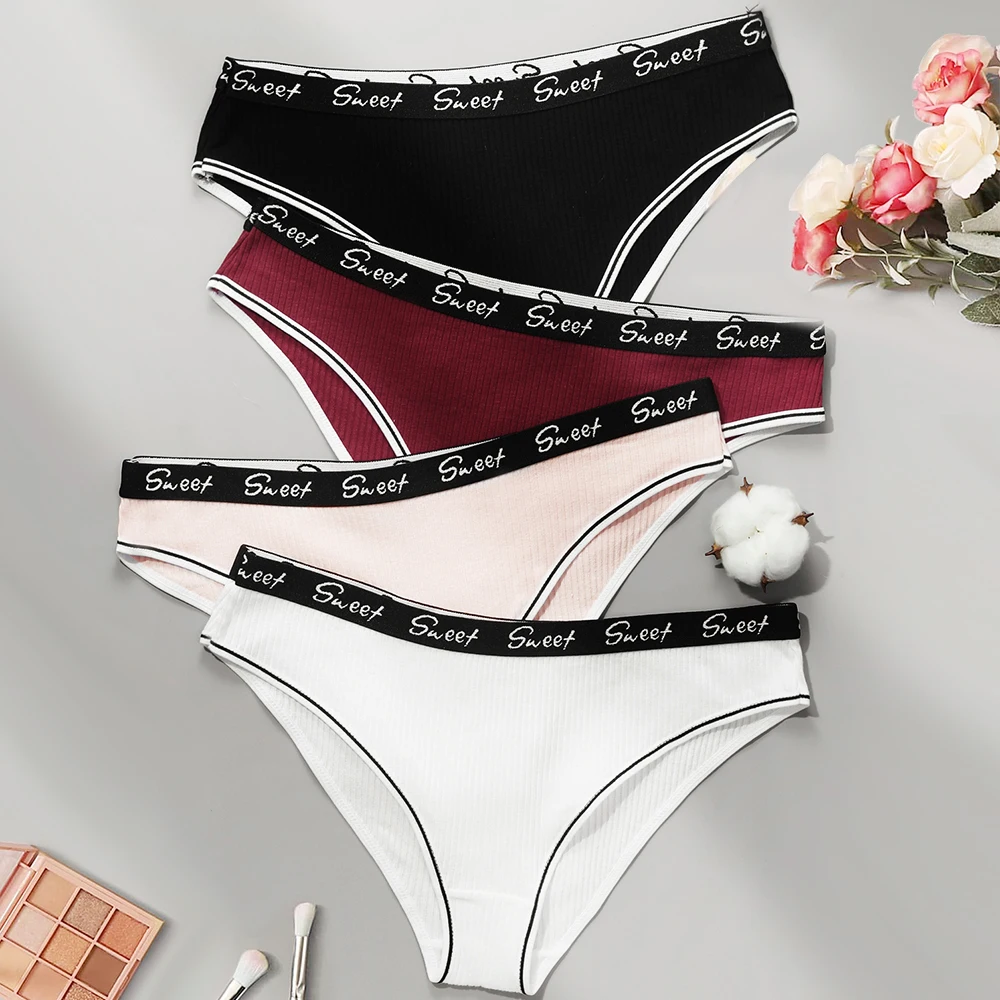 KISS WIFE Women's Cotton Panties Sexy Low-Rise Solid Color Lingerie Panties Comfortable Breathable Plus Size Briefs Underwear image_0