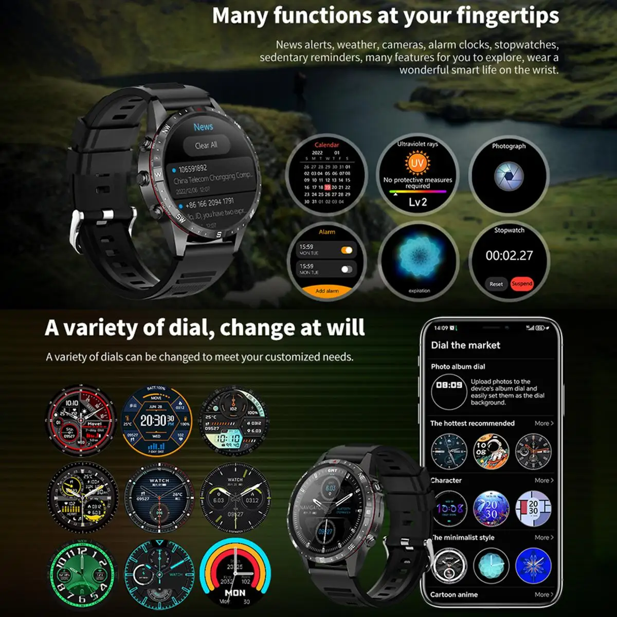 HAMTOD T45 1.6 inch Waterproof Smart Watch Support Bluetooth Call / Heart Rate / Blood Oxygen Monitoring / NFC Watch