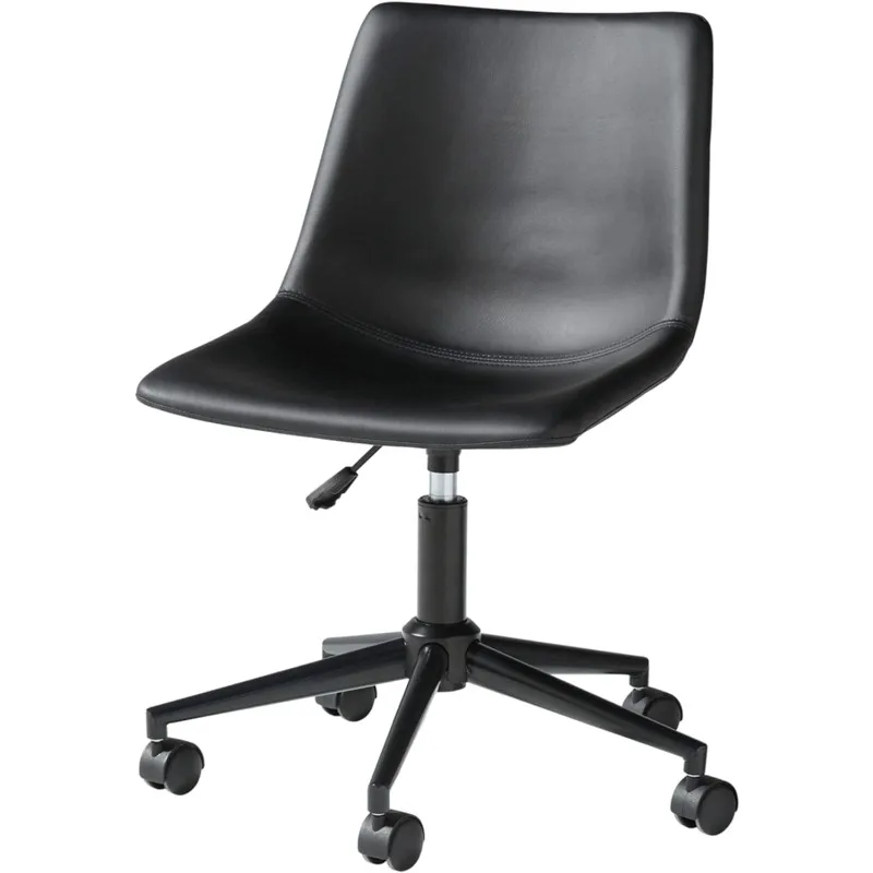 Signature Design By Ashley Faux Leather Adjustable Swivel Bucket Seat Home Office Desk Chair, Black Office Furniture