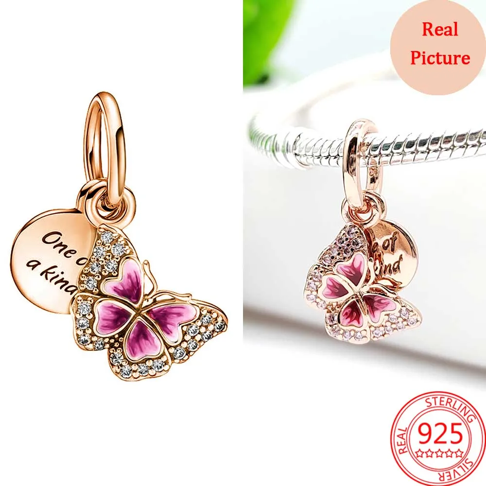 Rose Gold Heart Crystal Butterfly Flower Charm Beads For European Pandora  Heart Charm Bracelet High Quality DIY Womens Jewelry From Annawang2016,  $10.73