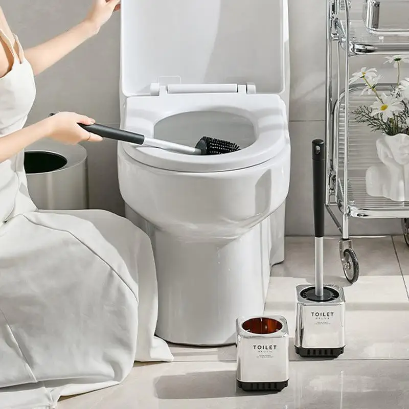 40 CM long TPR Toilet Brush Toilet Bowl Brush with Holder Set Wall Hanging Toilet Brush Flexible Soft Cleaning Bristle floor