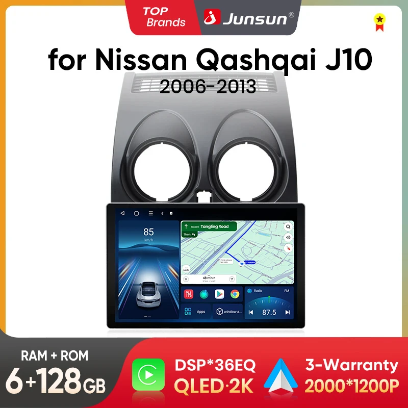 Junsun x7 pro 11.5 "2k ai Stimme drahtloses Carplay Android Auto Autoradio für Nissan Qashqai J10 2006-2013 Multimedia Autoradio