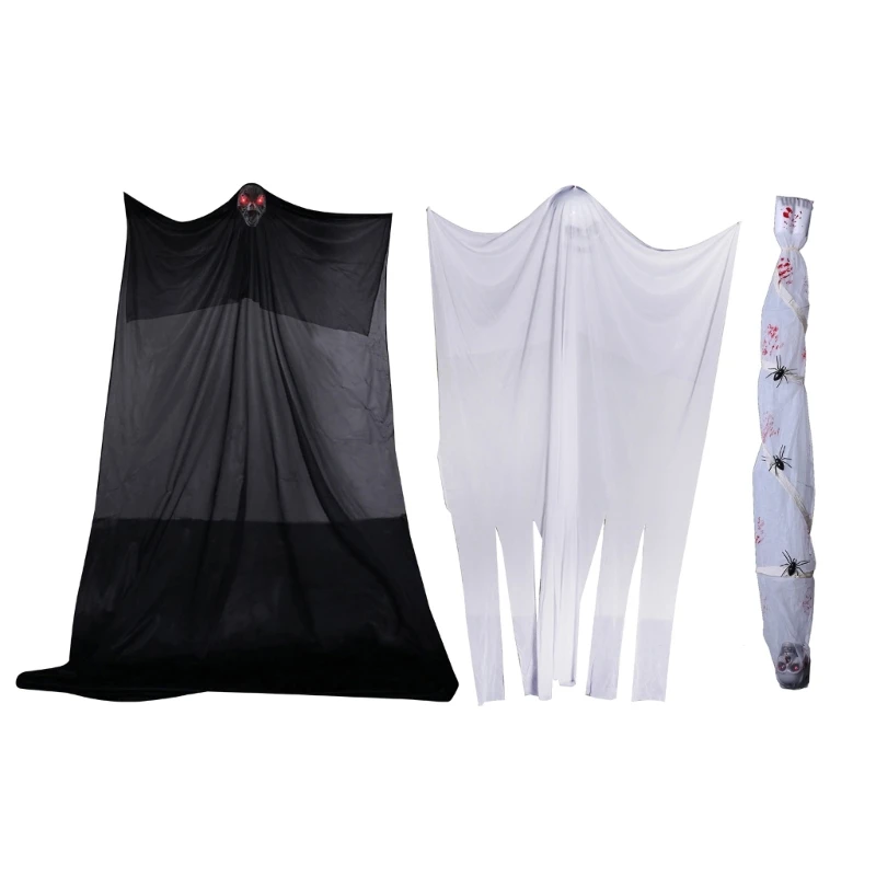 

Жуткий дизайн Хэллоуин вешалки череп скелет игрушка вуаль тканевые украшения N84C