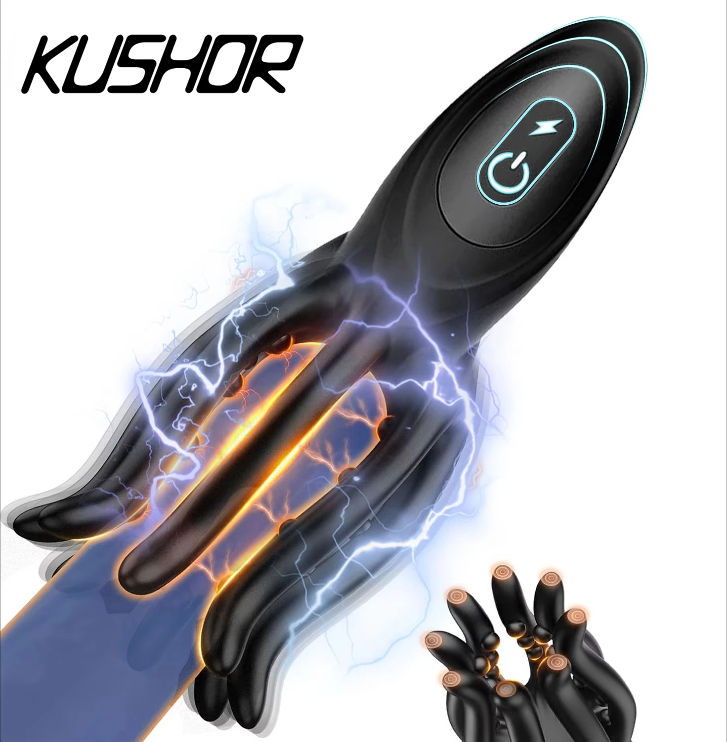 Elektroschock-Vibrator für Männer, Penis-Eichelstimulator mit 9 Vibrationen, Verzögerungstraining, Übungsgerät, Extender für männliche Masturbation 1