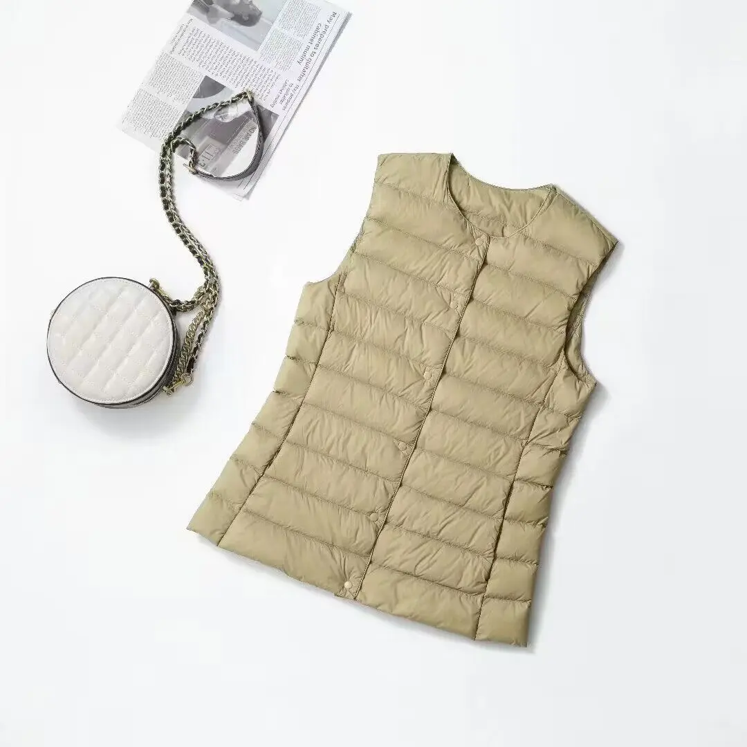 みぃにゃん‪❥❥❥‬　DOWN VEST ブラック Plus Size Women's Collarless V-neck Liner Down Vest
