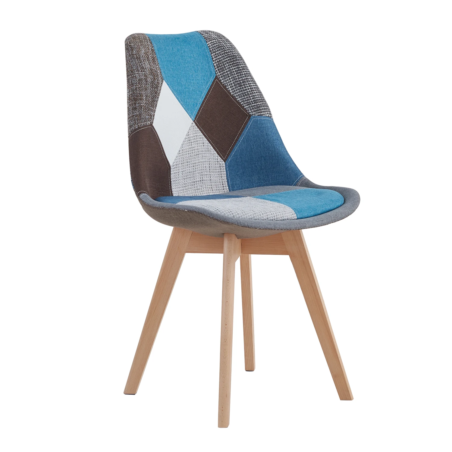A Set of Modern Dining Chairs Upholstered Style Patchwork Fabric