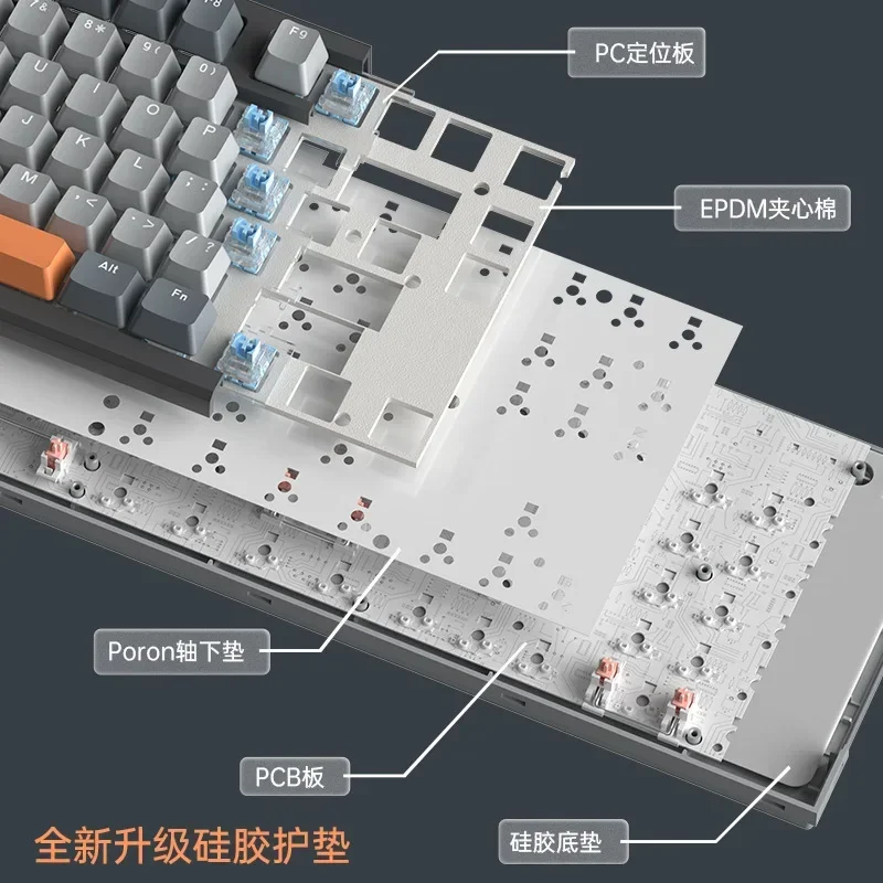 Langtu 무선 블루투스 유선 기계식 키보드, RGB 핫스왑 104 키 키보드, PC 액세서리, 게이머 사무실 남자 선물, LT104, 2.4G