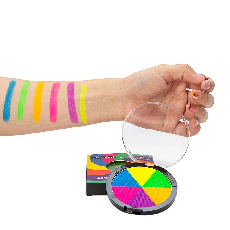 6 Colour World Cup Halloween UV Reactive Face & Body Painting Christmas Rainbow Discs Water Soluble Pigment Painting Makeup 4