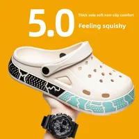 Men's Summer Trendy Slippers Driving Office Dual-wear Sandals Soft Bottom Anti-slip Deodorant Large Size 45 Hole Shoes