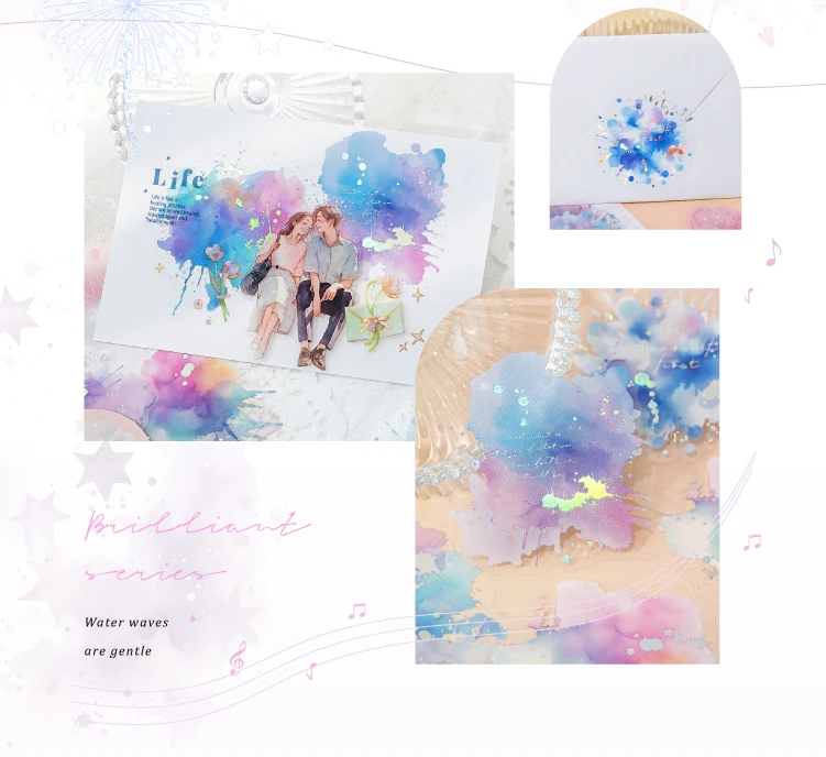 Watercolor spatter Sticker Pack Journaling School Accessories DIY Decorative Scrapbook Color Label Sticker Aesthetic Stationery