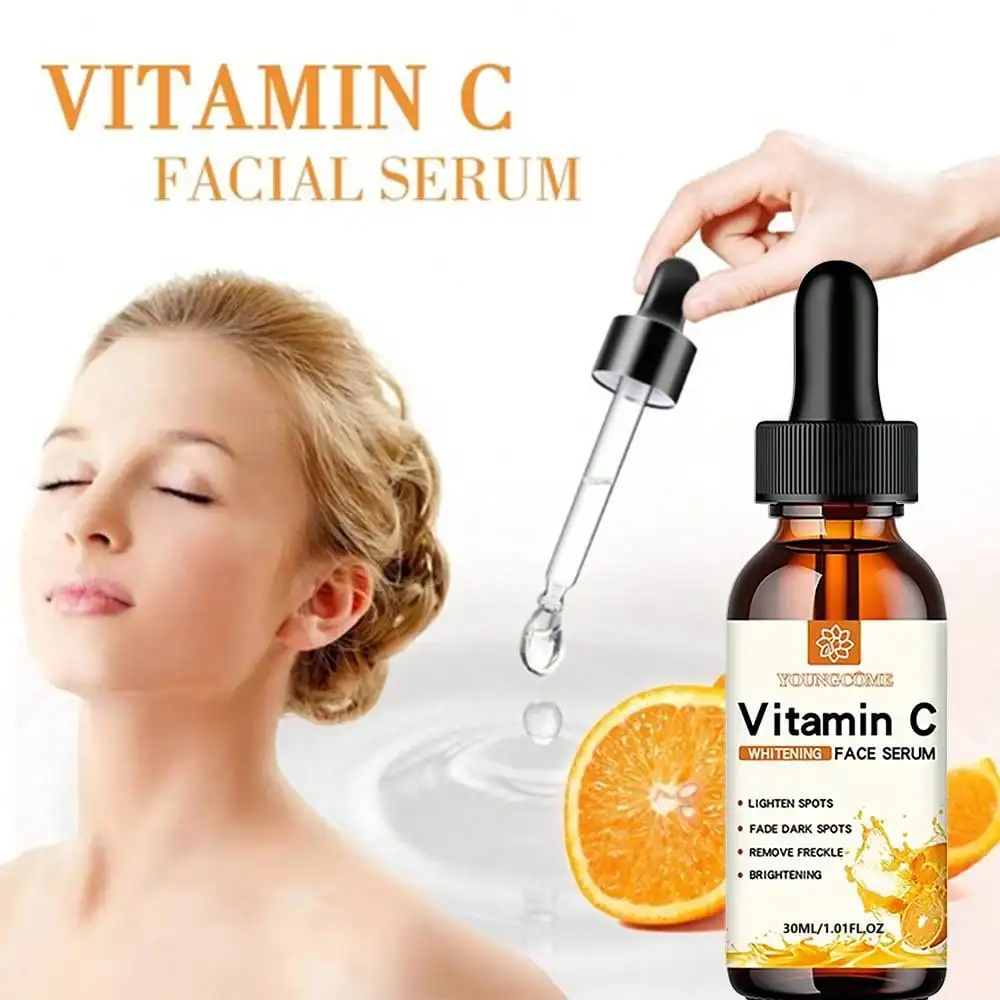 Essence pour le visage à la vitamine C Contient de l'acide hyaluronique Éliminateur de taches brunes Essence hydratante réparatrice anti-âge Soin de la peau du visage 30 ml_voghion.com