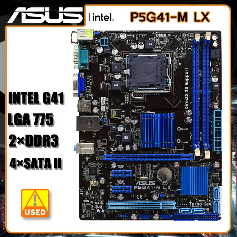 

ASUS P5G41-M LX LGA 775 Motherboard intel G41 DDR2 8GB 4×SATA II USB 2.0 VGA ATX support Core 2 Quad Q9550 cpu