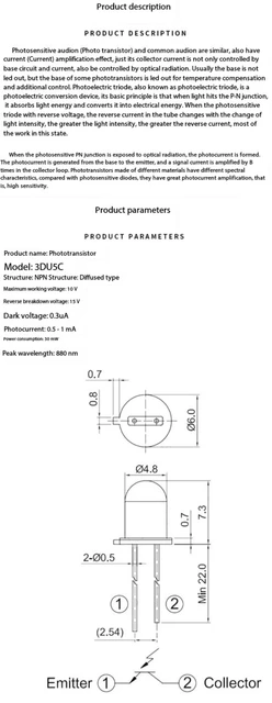 Fototransistore Auracure 3DU5C In Silicone - 5 Pezzi, 880nm, 28x5mm - Foto 11