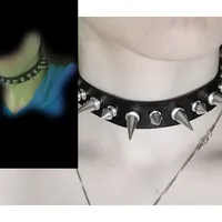 Punk Long Spike tour de cou Faux cuir collier pour femmes hommes Cool gros Rivets clouté Chocker Goth Style collier accessoires 2025 4