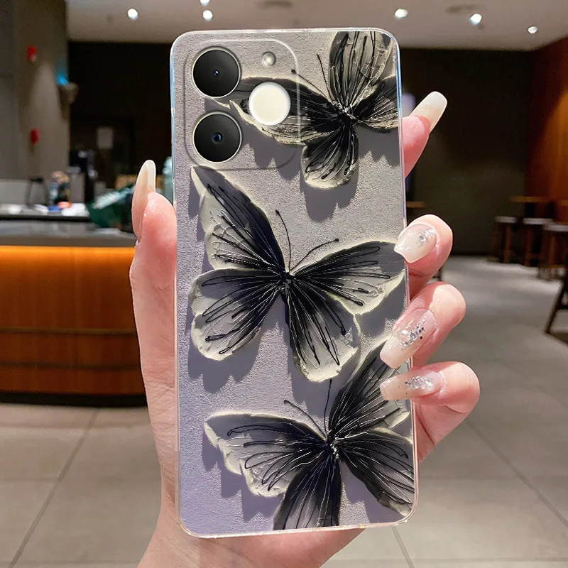 Floral Butterfly Soft Silicone Transparent Phone Case