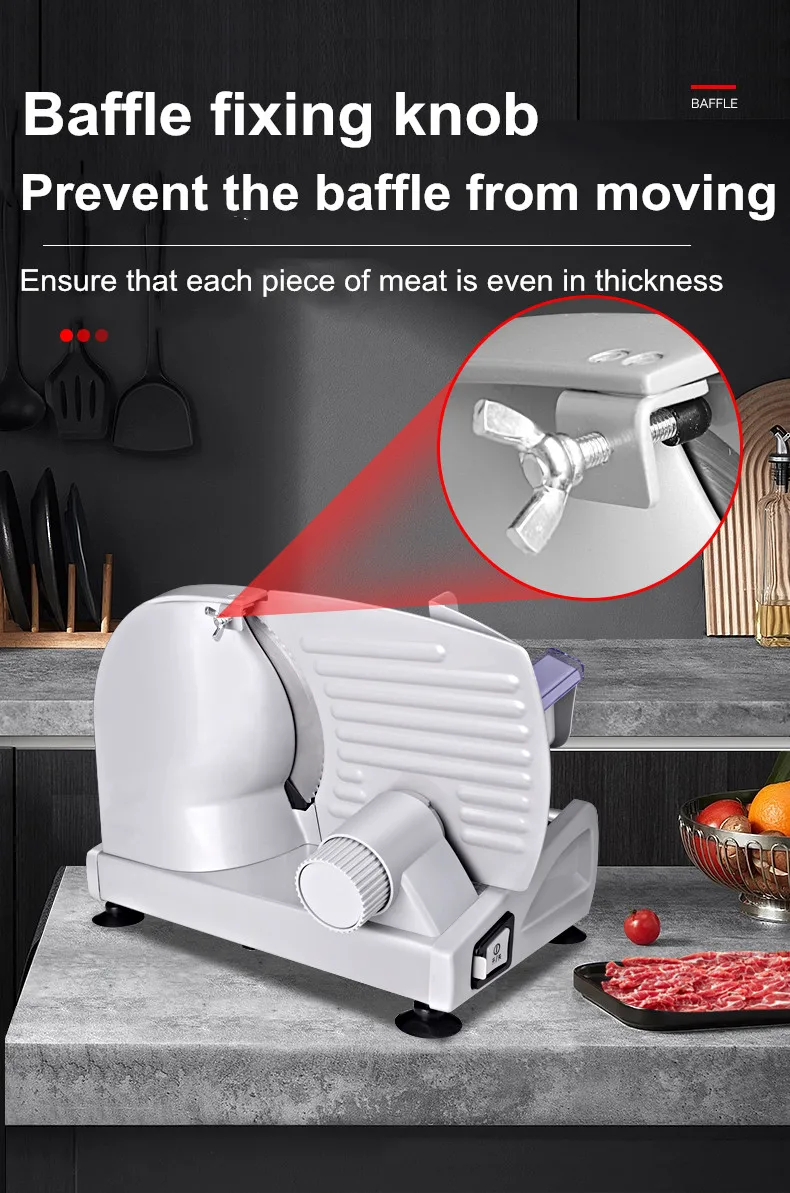 Description Picture 4 of item220V Electric Food Slicer Meat Food Household Desktop Meat Slicer Lamb and Beef Slicers 0-22mm Bread Ham Meat Cutting Machine