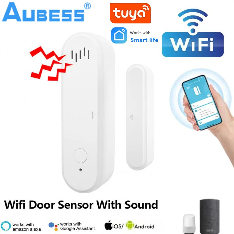 

WiFi Tuya WIndow Door Sensor Smart Door Open/Closed Detectors Home Security Alarm System Independence Alert Scene 80dB Siren