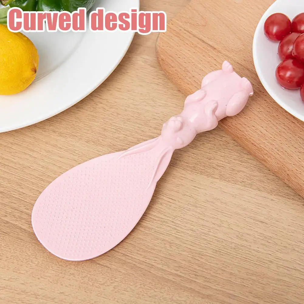 Straw Rabbit Spoon Can Stand Up Rabbit Rice Spatula Rice Cooker Creative Non-stick Cartoon Spoon