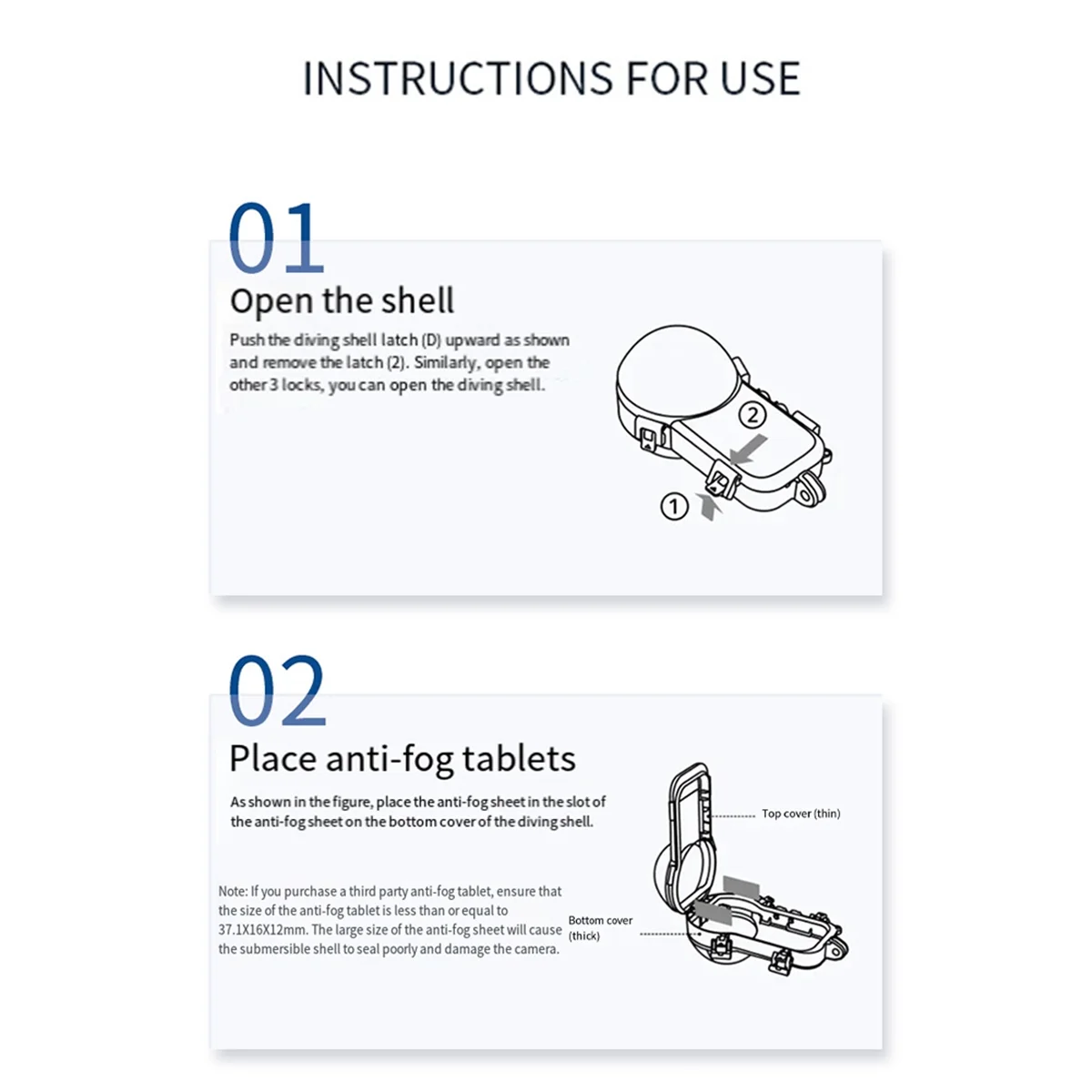 Insta360X4 용 새로운 액션 카메라 방수 케이스 전체 스텔스 다이빙 케이스 360도 50m 방수 케이스 보호 케이스