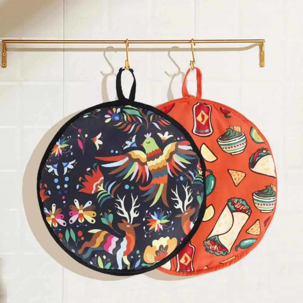 Portable 30cm Tortilla Warmer Pouch Round Heat Resistant Burrito Cloth Bag with Handle Reusable Pancake Thermal Bag Kitchen