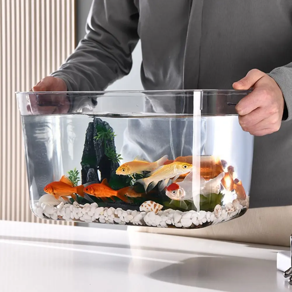 Transparent Explosion-proof Plastic Fish Tank Fall Prevention Water Plant Tank Mobile Small Fish PET